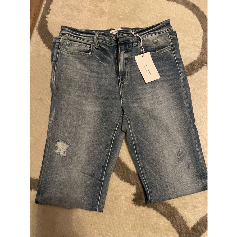 Flying Monkey Distressed High Rise Flare Jeans